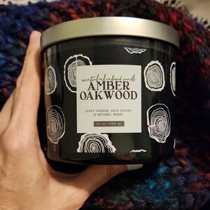 NWT 3 Wick Amber Oakwood Scented Candle